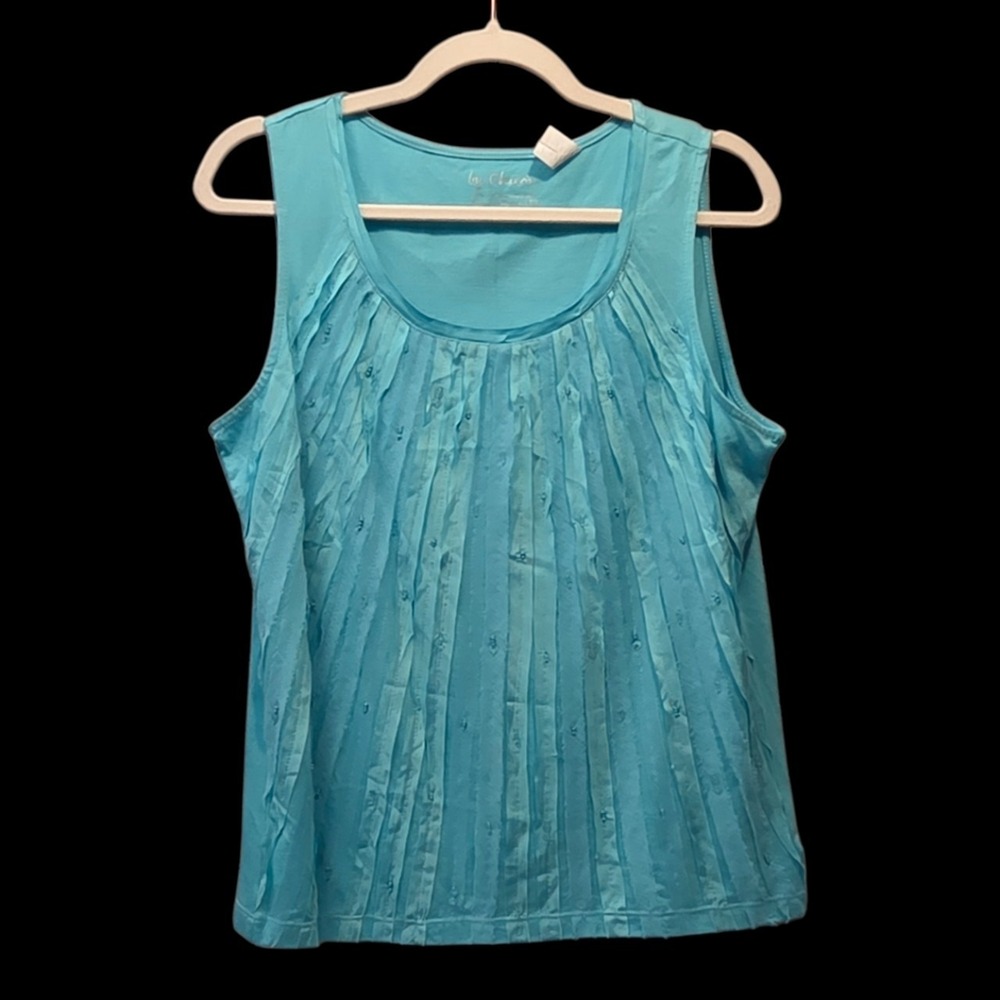 By Chico's Sz 1 (M 8-10)‎ Turquois Teal Tank with Pleats